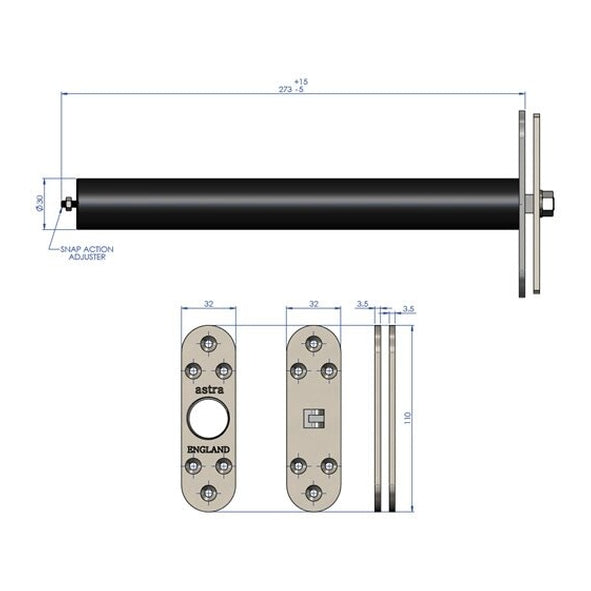 Astra 3003 CFR Series Concealed Fire Door Closers Radius 60kg Chrome