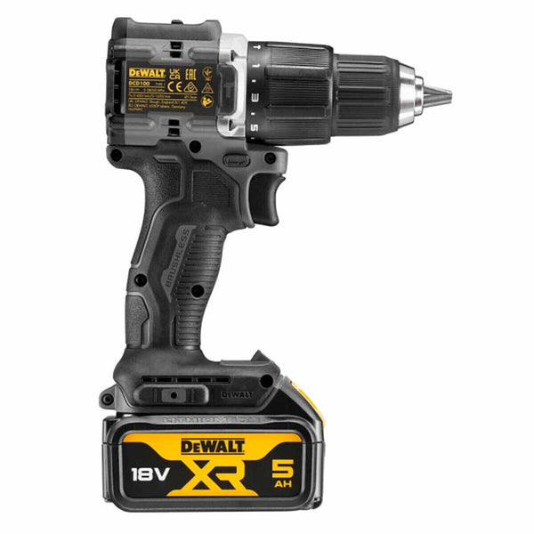 Dewalt DCD100P2T-GB 18V XR Brushless Limited Edition 100 Year Combi Drill, 2x 5.0Ah Batteries, Charger & TSTAK Case