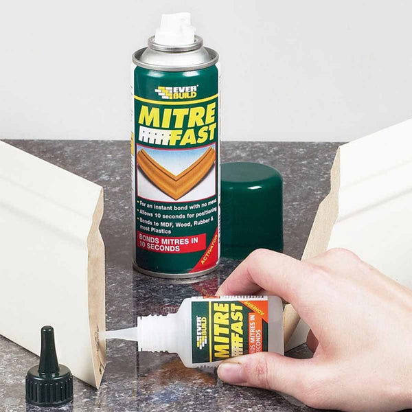 Everbuild Mitre Fast Instant Bonding Kit 50g Adhesive 200ml Activator Pack 6