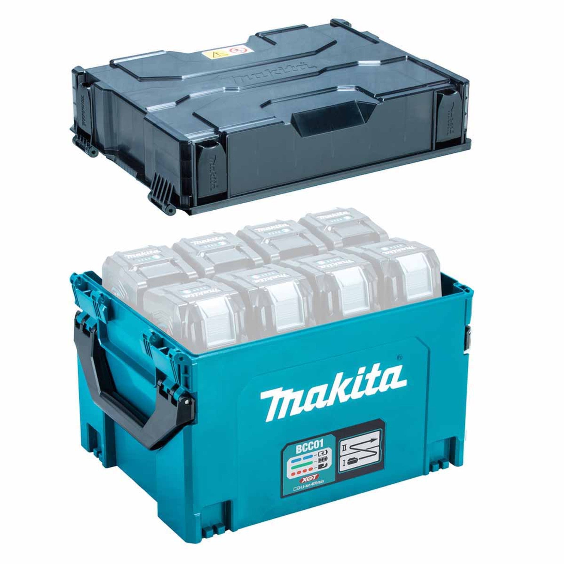 Makita BCC01 XGT Battery Charging Case with 8 Charging Ports And 8x Adaptors XGT to LXT
