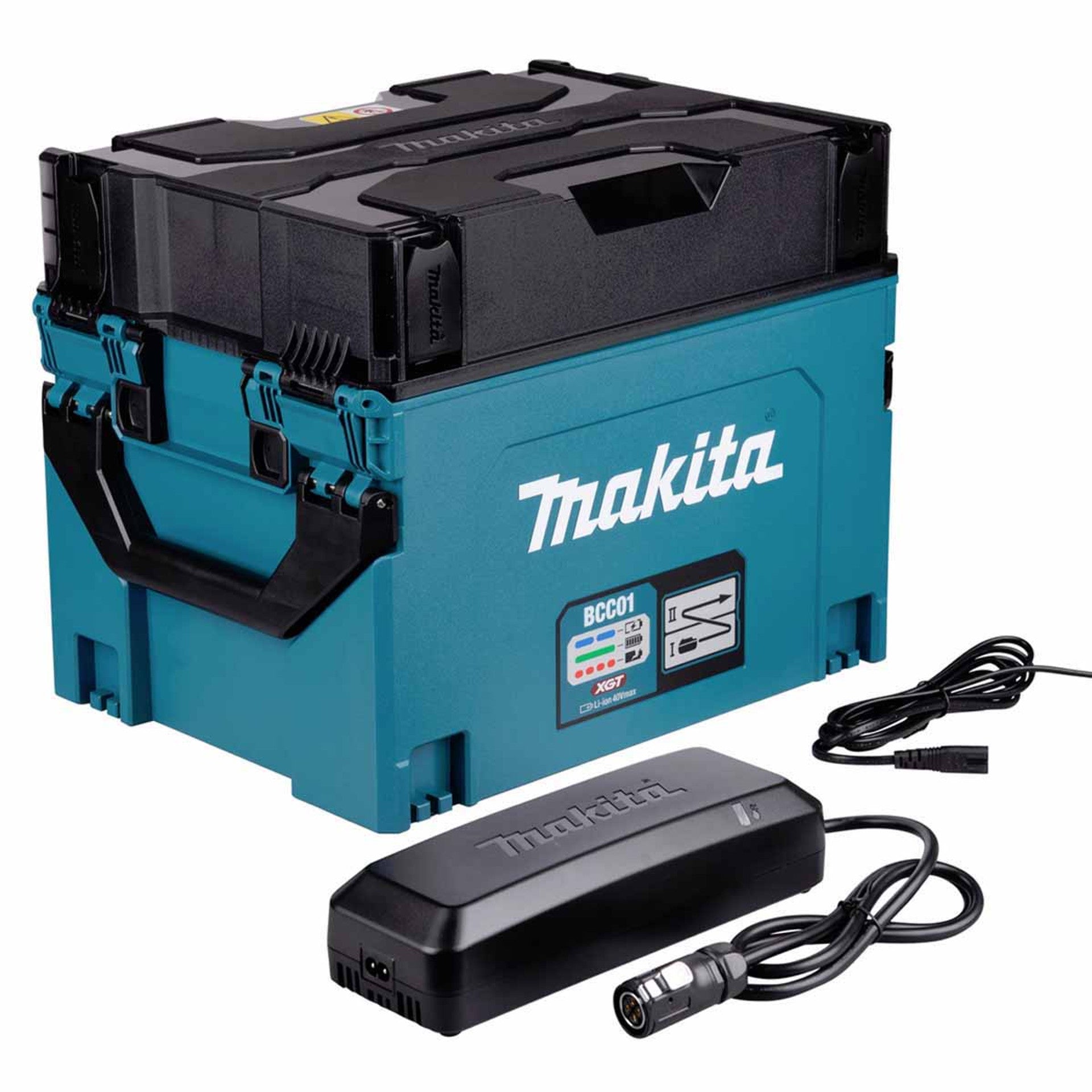 Makita BCC01 XGT Battery Charging Case with 8 Charging Ports And 8x Adaptors XGT to LXT