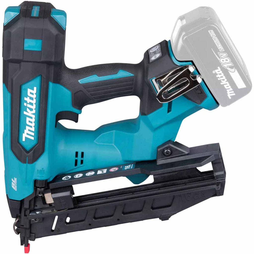 Makita DBN610ZJ 18V LXT  Brushless Angled 16G Finishing Brad Nailer