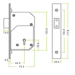 Zoo Hardware ZCRD73SS 5 Lever Deadlock - 73mm c/w Esc - Chubb Retro Fit 3G110 Stainless Steel