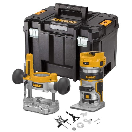 DeWalt DCW604NT-XJ 18v XR Brushless 1/4" Router Body Only in TSTAK VI Deep Carry Case with Bases