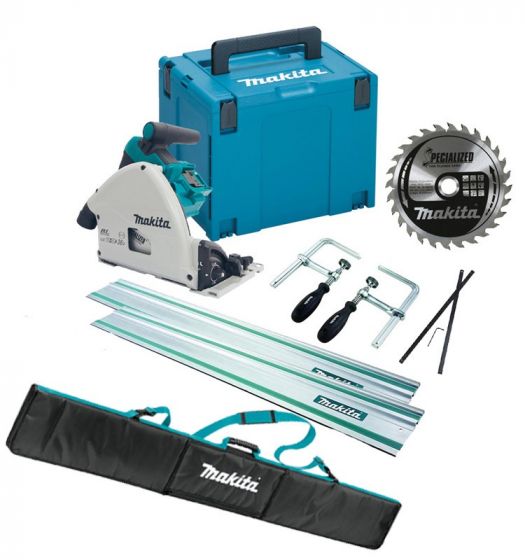 Makita DSP600ZJ 18V LXT Brushless Cordless Plunge Saw Complete Kit