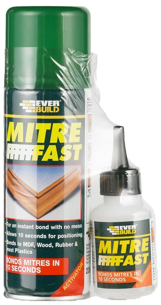 Everbuild Mitre Fast Instant Bonding Kit 50g Adhesive 200ml Activator Pack 6