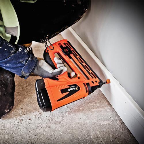Paslode IM65 F16 Cordless second nail gun in use,