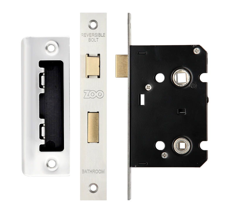 Zoo Hardware ZUKB64SS Mortice Bathroom Lock 64mm Satin Stainless Steel