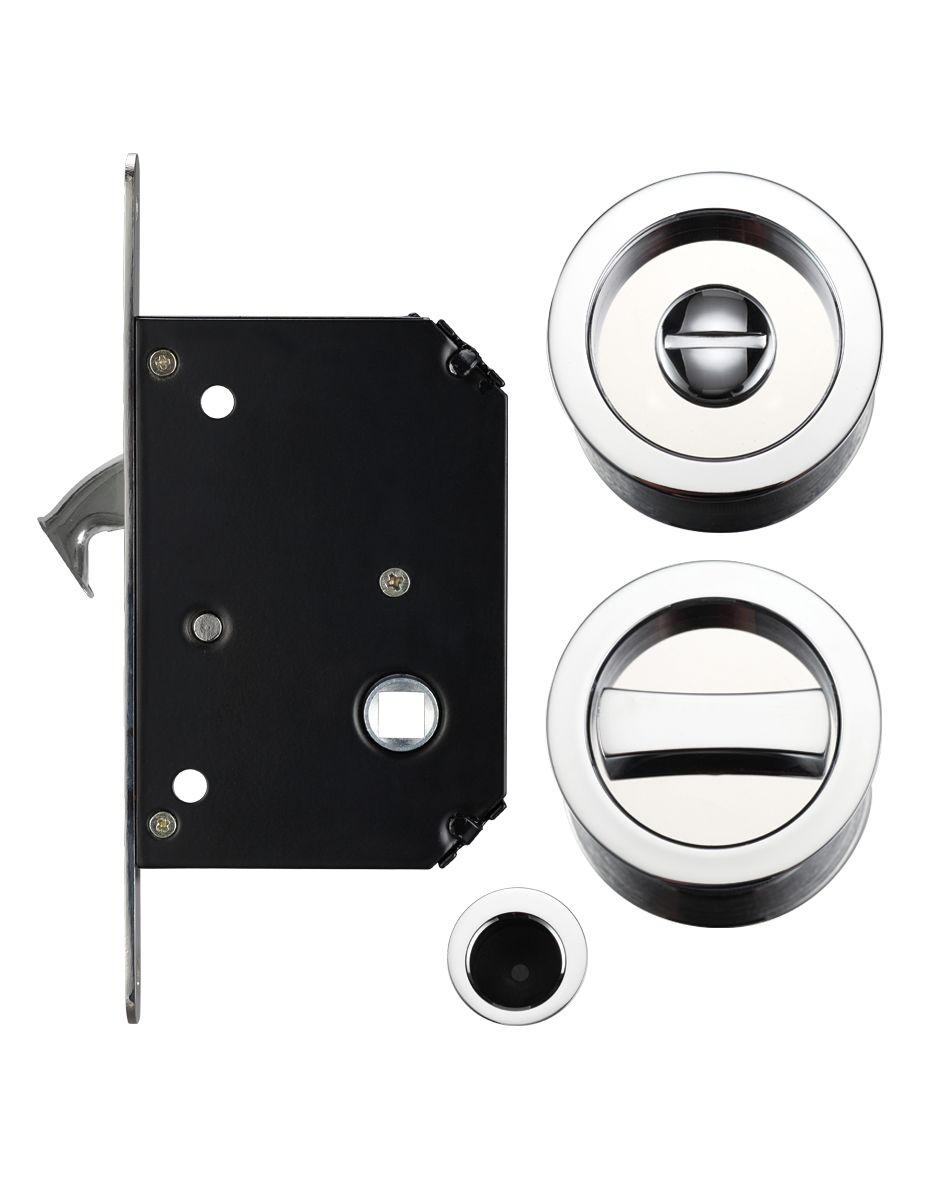 Zoo Hardware Fulton & Bray FB81CP Sliding Door Lock Set Polished Chrome