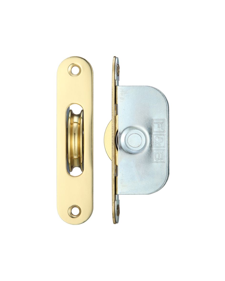 Zoo Hardware Fulton & Bray FBBP01R Brass Ball Bearing Axle Pulleys - 1 3/4" Radius Forend Polished Brass