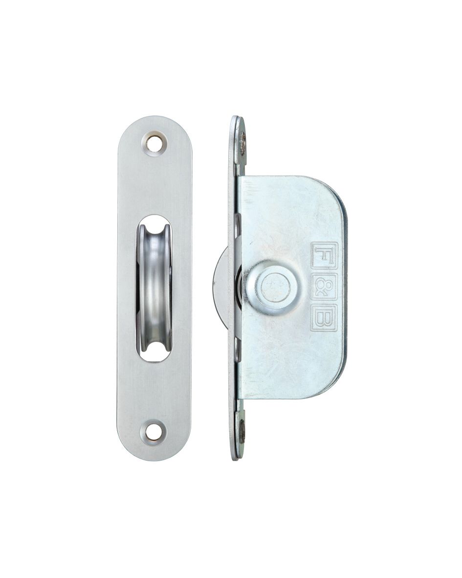 Zoo Hardware Fulton & Bray FBBP01R Satin Chrome Ball Bearing Axle Pulleys - 1 3/4" Radius Forend Satin Chrome
