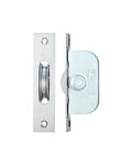 Zoo Hardware Fulton & Bray FBBP01 Satin Chrome Ball Bearing Axle Pulleys - 1 3/4" Square Forend Satin Chrome