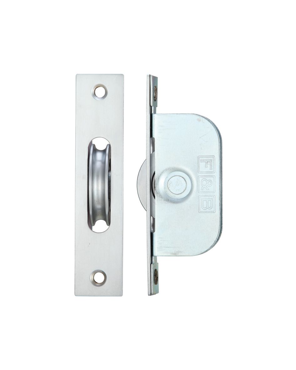 Zoo Hardware Fulton & Bray FBBP01 Satin Chrome Ball Bearing Axle Pulleys - 1 3/4" Square Forend Satin Chrome