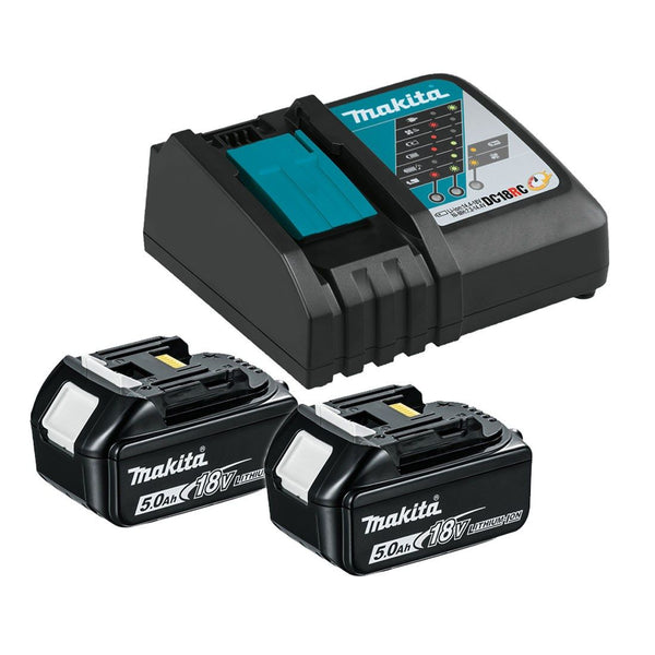 Makita BL1850 18v 5.0ah Lithium Batteries Twin Pack + DC18RC Fast Charger