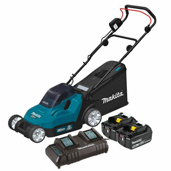 Makita DLM382CT2 Twin 18V 38cm Lawn Mower with 2x 5.0Ah Batteries