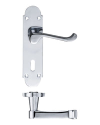 Zoo Hardware PR011CP Project Oxford Lever on Lock Backplate - 168mm x 42mm Polished Chrome