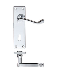 Zoo Hardware PR021CP Project Victorian Scroll Lever on Lock Backplate - 150mm x 40mm Polished Chrome
