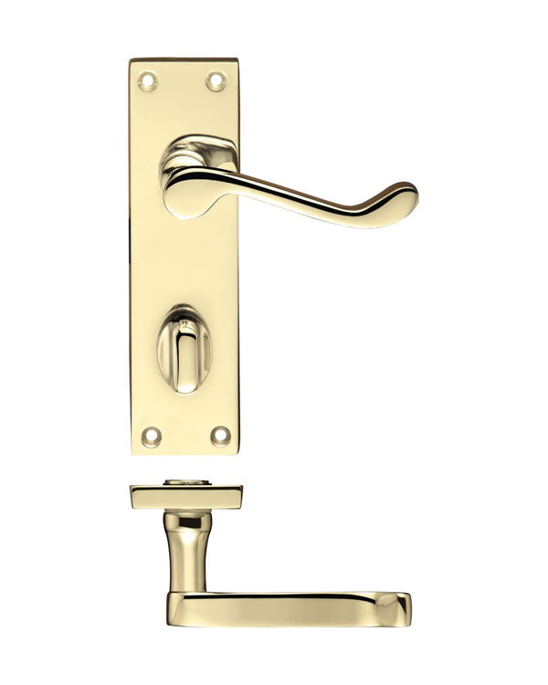 Zoo Hardware PR023EB Project Victorian Scroll Lever on Bathroom Backplate -150mm x 40mm Electro Brass