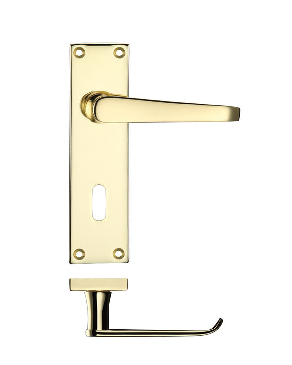 Zoo Hardware PR041EB Project Victorian Flat Lever on Lock Backplate 150 x 40mm Electro Brass