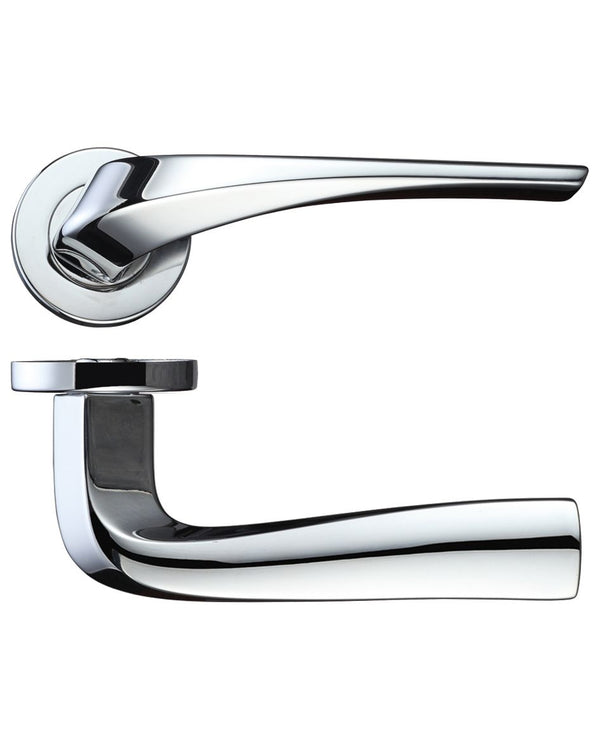 Zoo Hardware Rosso Maniglie RM060CP Aries Door Handle On Rose Polished Chrome