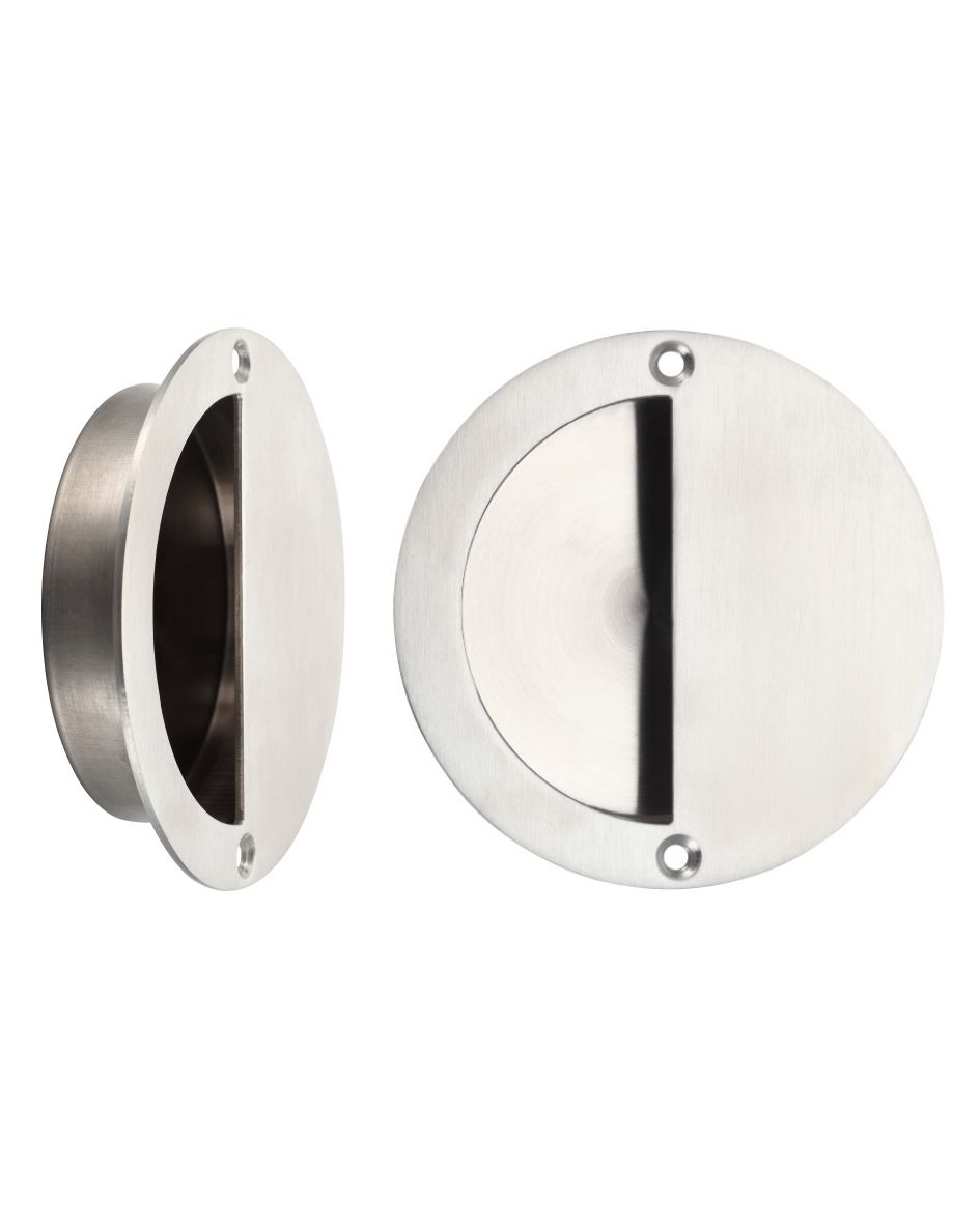 Zoo Hardware ZAS41SS Round Half Moon Flush Pull 90mm Satin Stainless Steel