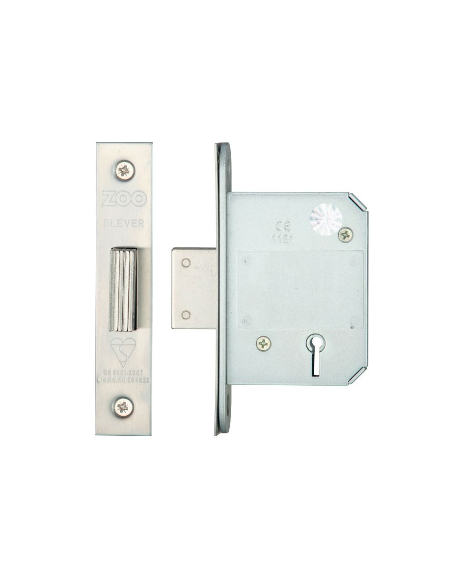Zoo Hardware  ZBSD64SS British Standard 5 Lever Deadlock  64mm Satin Stainless Steel