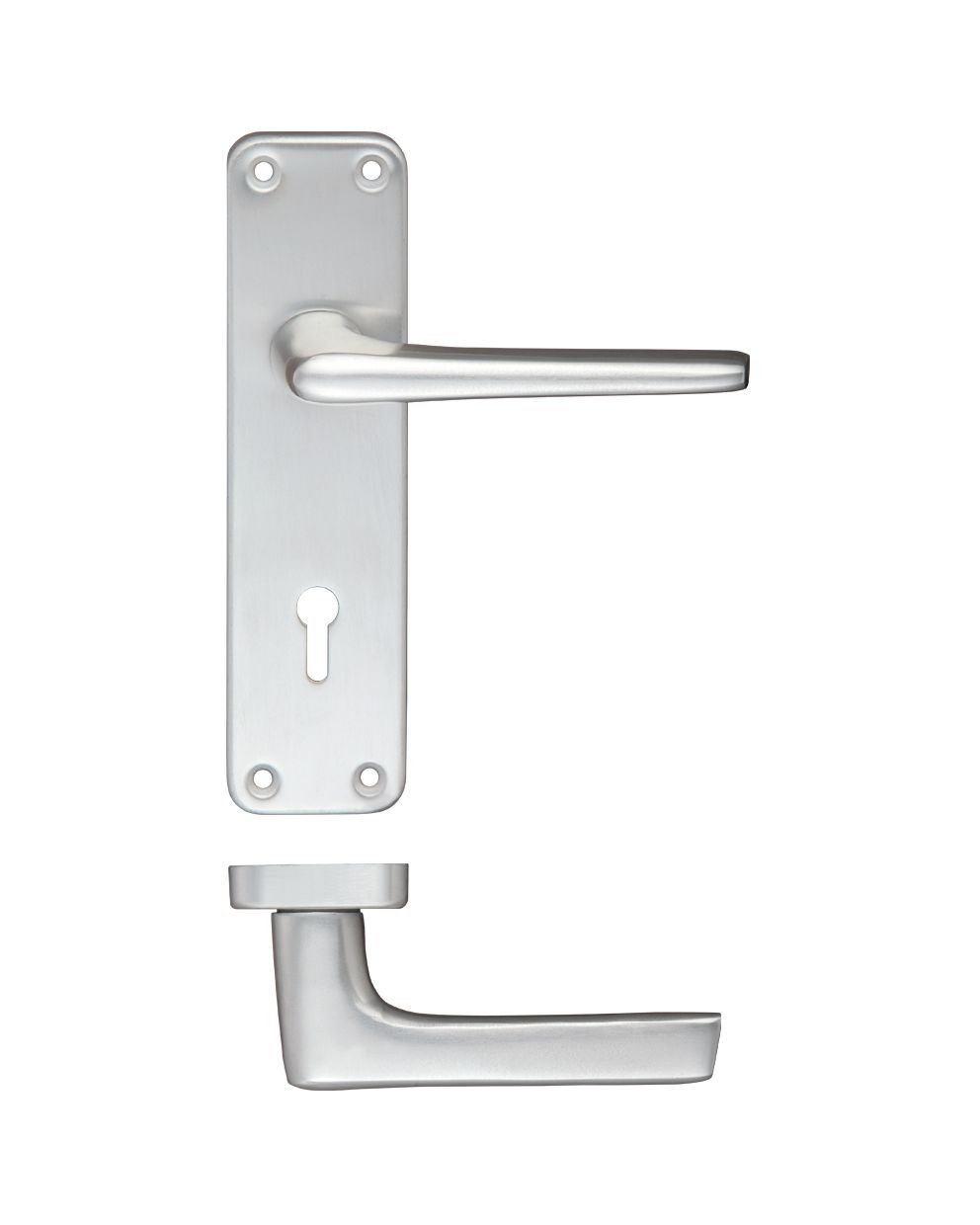 Zoo Hardware ZCA21SA Door Handle on Lever Key Backplate Satin Anodised Aluminium