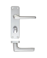 Zoo Hardware ZCA23SA Door Handle on Bathroom Backplate Satin Anodised Aluminium