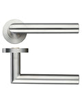 Zoo Hardware ZPS010SS Mitred Door Handle On Round Rose Satin Stainless Steel