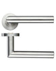 Zoo Hardware ZPS010SS Mitred Door Handle On Round Rose Satin Stainless Steel