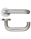 Zoo Hardware ZPS030SS Return Door Handle On Round Rose Satin Stainless Steel