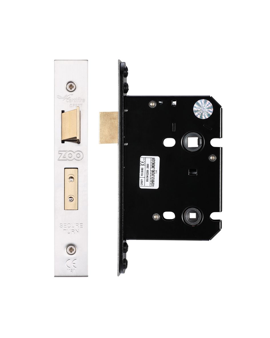 Zoo Hardware ZUKB76SS Mortice Bathroom Lock 76mm Satin Stainless Steel