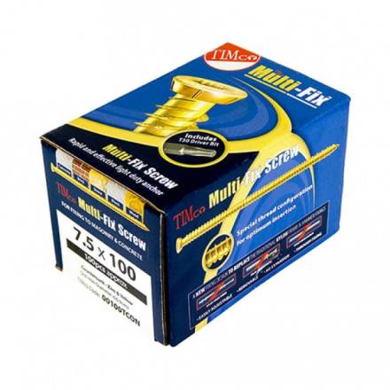 TIMCO Multi-Fix Concrete Screw TX Flat Countersunk Yellow ZYP 7.5 x 120mm (Box of 100)