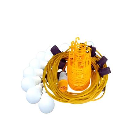 Connexion Electrical 22m LED Festoon Kit 110V 10 x 10W ES 8000lm IP44