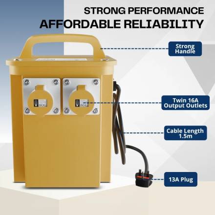 Connexion 3.3KVA 110V Site Transformer 16A Twin Outlet 240V Input