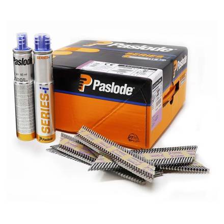 Paslode 90 x 3.1mm Galv-Plus Ring Shank Nail and Fuel Pack - 2200 Nails + 2 Fuel Cells