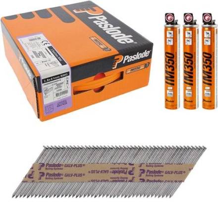 Paslode 51 x 2.8mm Ring Shank Galv-Plus Framing Nails and Fuel Cells (Pack of 3300)