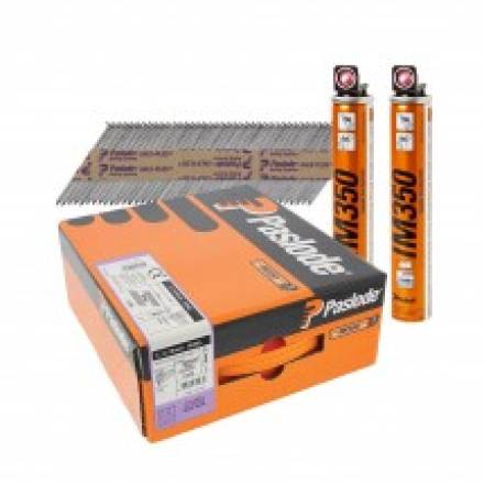 Paslode 141227 IM350 75 x 3.1mm Ring Shank Galv-Plus Framing Nails and 2 Fuel Cells (Pack of 2200)