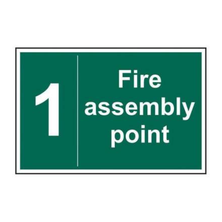 Centurion Europe Fire Assembly Point 1 Safety Sign Self-Adhesive Vinyl 600 x 400mm