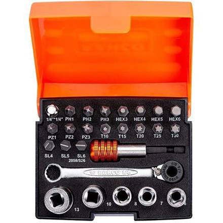 Bahco 2058/S26 1/4" Drive Ratchet and Socket Set 26-Piece