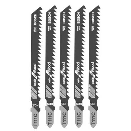Bosch T111C Basic for Wood Jigsaw Blades 100mm HCS Pack of 5