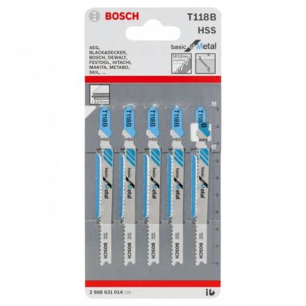 Bosch T118B Basic for Metal Jigsaw Blades Pack of 5 (2608631014)