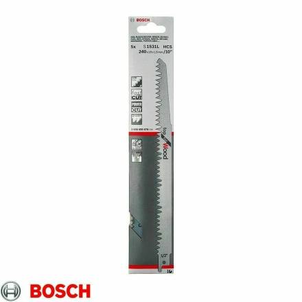 Bosch S1531L Top for Wood HCS Reciprocating Sabre Saw Blades 240mm Pack of 5