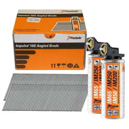 Paslode 300274 F16 Angled Brad Nail Fuel Pack Electro Galvanised 63mm Pack of 2000