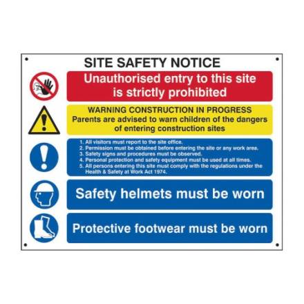 Centurion Europe Composite Site Safety Notice 3mm Foamed Polypropylene Board 800 x 600mm