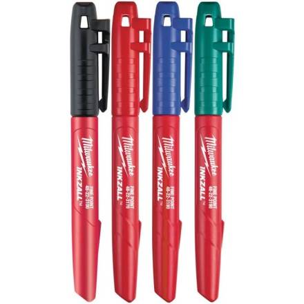 Milwaukee INKZALL 4-Piece Fine Point Coloured Jobsite Marker Set 48-22-3106
