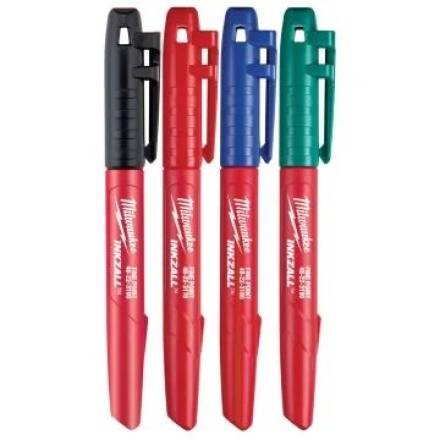 Milwaukee INKZALL 4-Piece Fine Point Coloured Jobsite Marker Set 48-22-3106