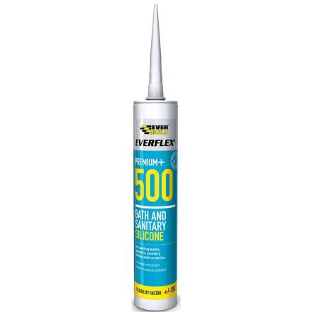 Sika Everbuild Everflex Premium+ 500 Bath and Sanitary Silicone Sealant Manhattan Grey 295ml