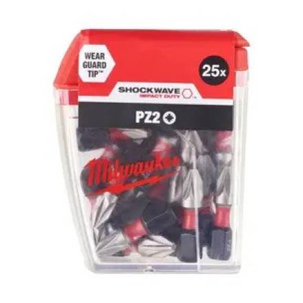 Milwaukee Shockwave Impact Duty PH2 25mm Screwdriver Bits Pack of 25