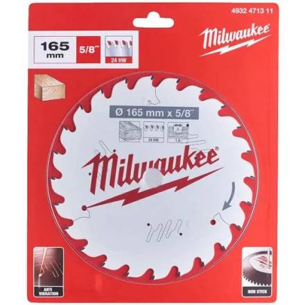Milwaukee 165 x 15.87mm 24T ATB Circular Saw Blade with PTFE Anti-Friction Coating